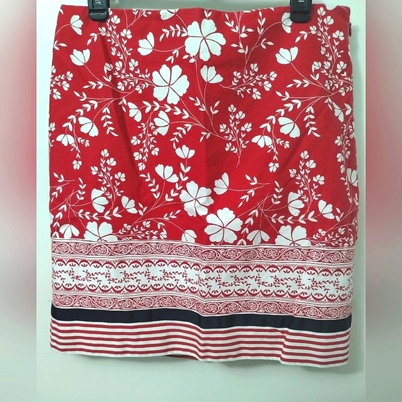 Ann Taylor Loft Floral Striped,Red White Black - Picture 7 of 13